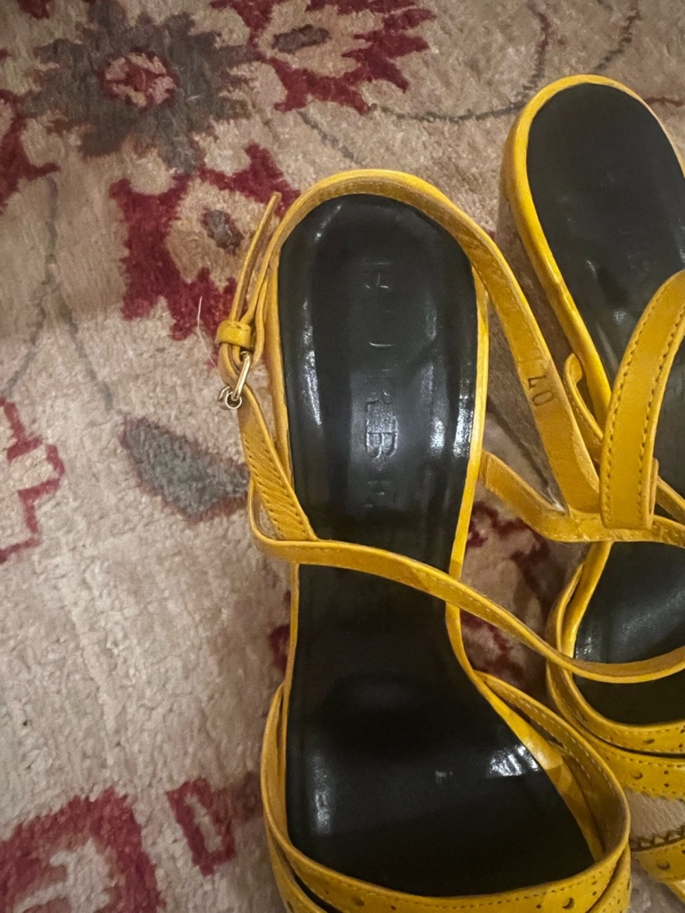 Burberry Yellow Strappy Heeled Sandals - Picture 3 of 5